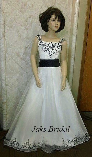 ivory and black flower girl dress